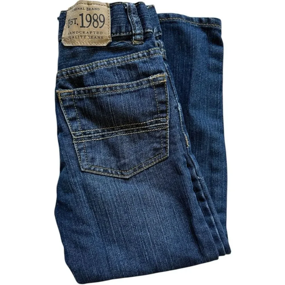Youth Boys The Childrens Place Dark Rinse Adjustable Tab Skinny Jeans - Sz 5